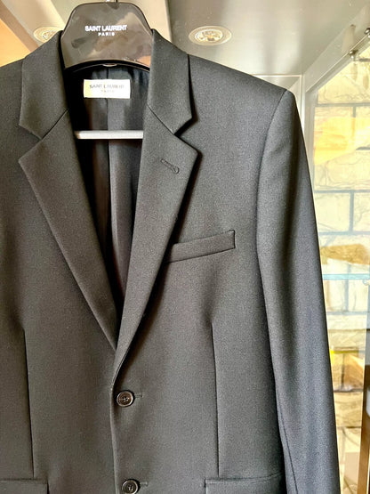 saint laurent black leather blazer
