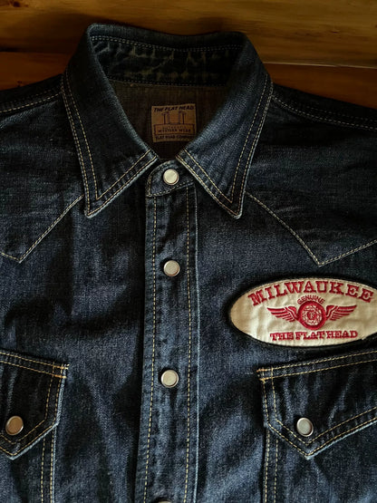 vintage western style denim button-up shirt