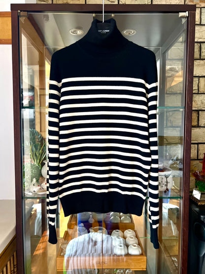 saint laurent black and white striped turtleneck
