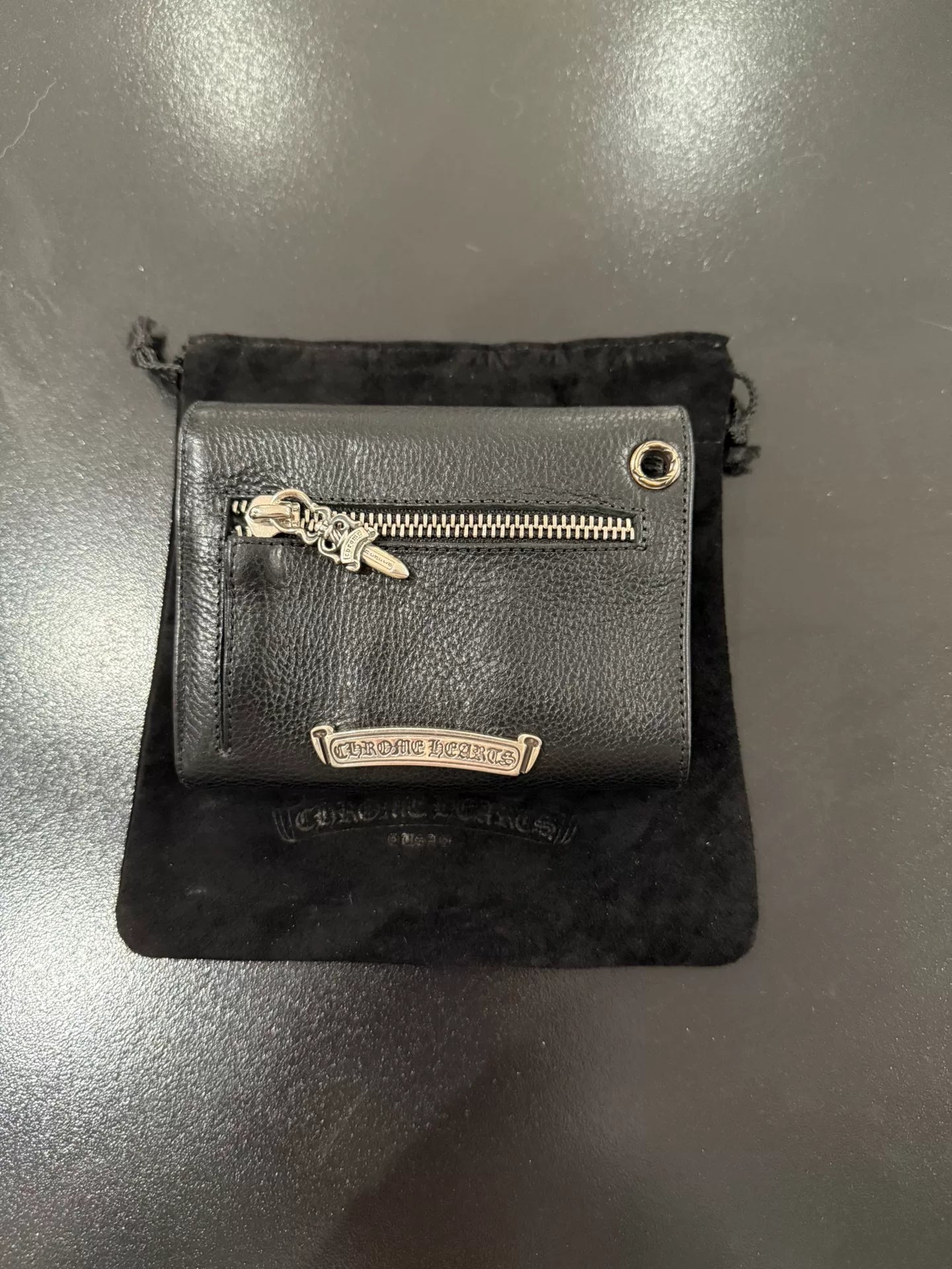 Chrome Hearts Double Silver Buckle Folding Wallet
