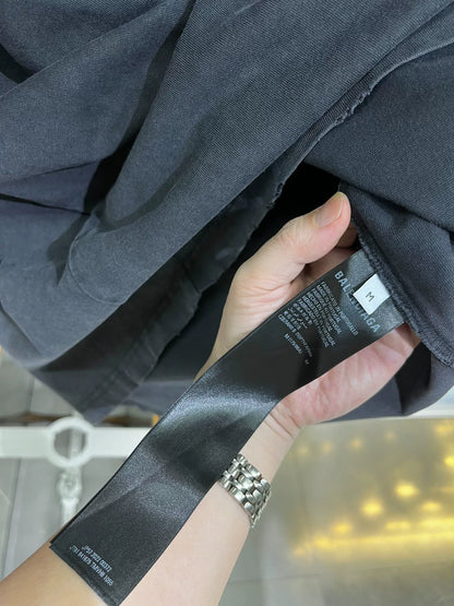 Balenciaga Design Team Black Distressed Tee M