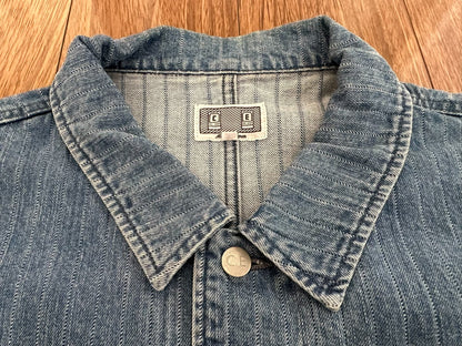 indigo oversized denim jacket with pockets