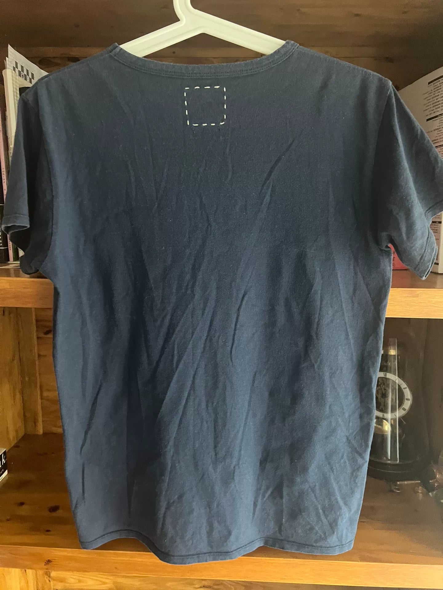 visvim Blue Dyed V-Neck Short Sleeve Tee
