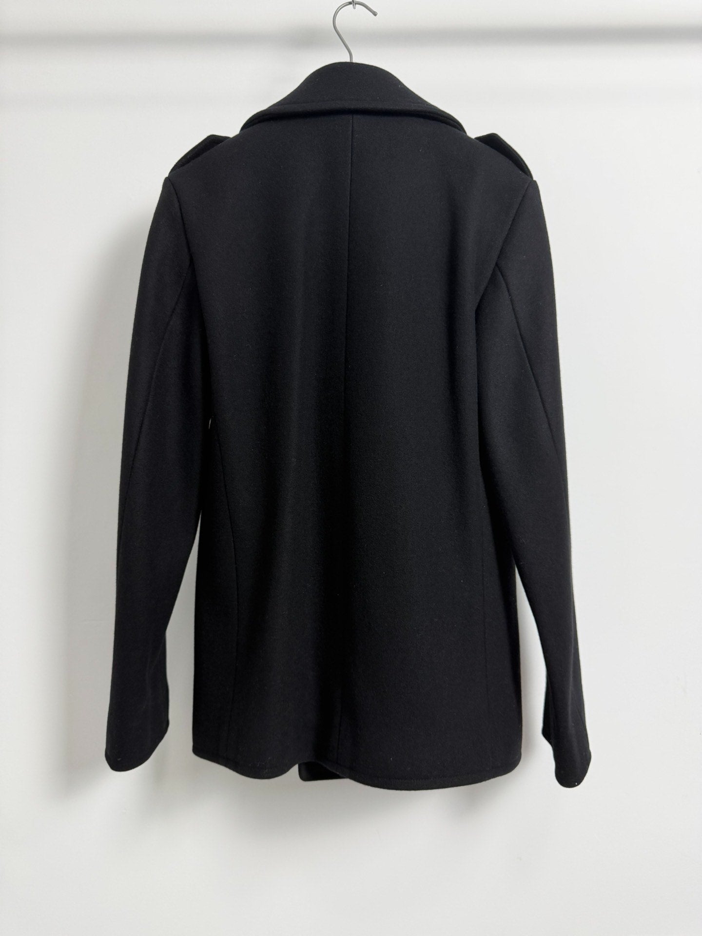 Saint Laurent Black Double-Breasted Wool Coat
