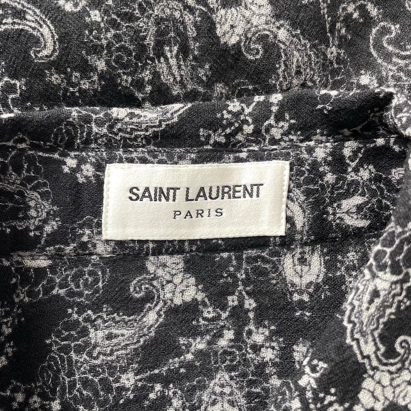 Saint Laurent 19SS Black White Wool Paisley Shirt