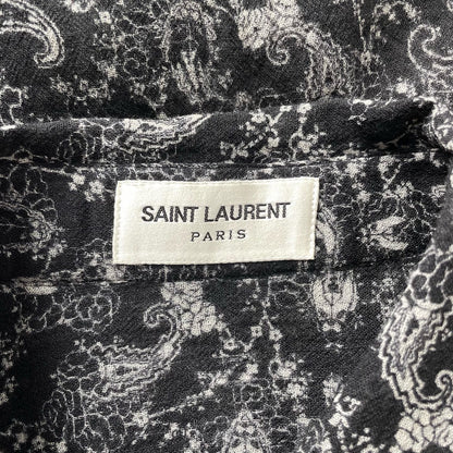 Saint Laurent 19SS Black White Wool Paisley Shirt