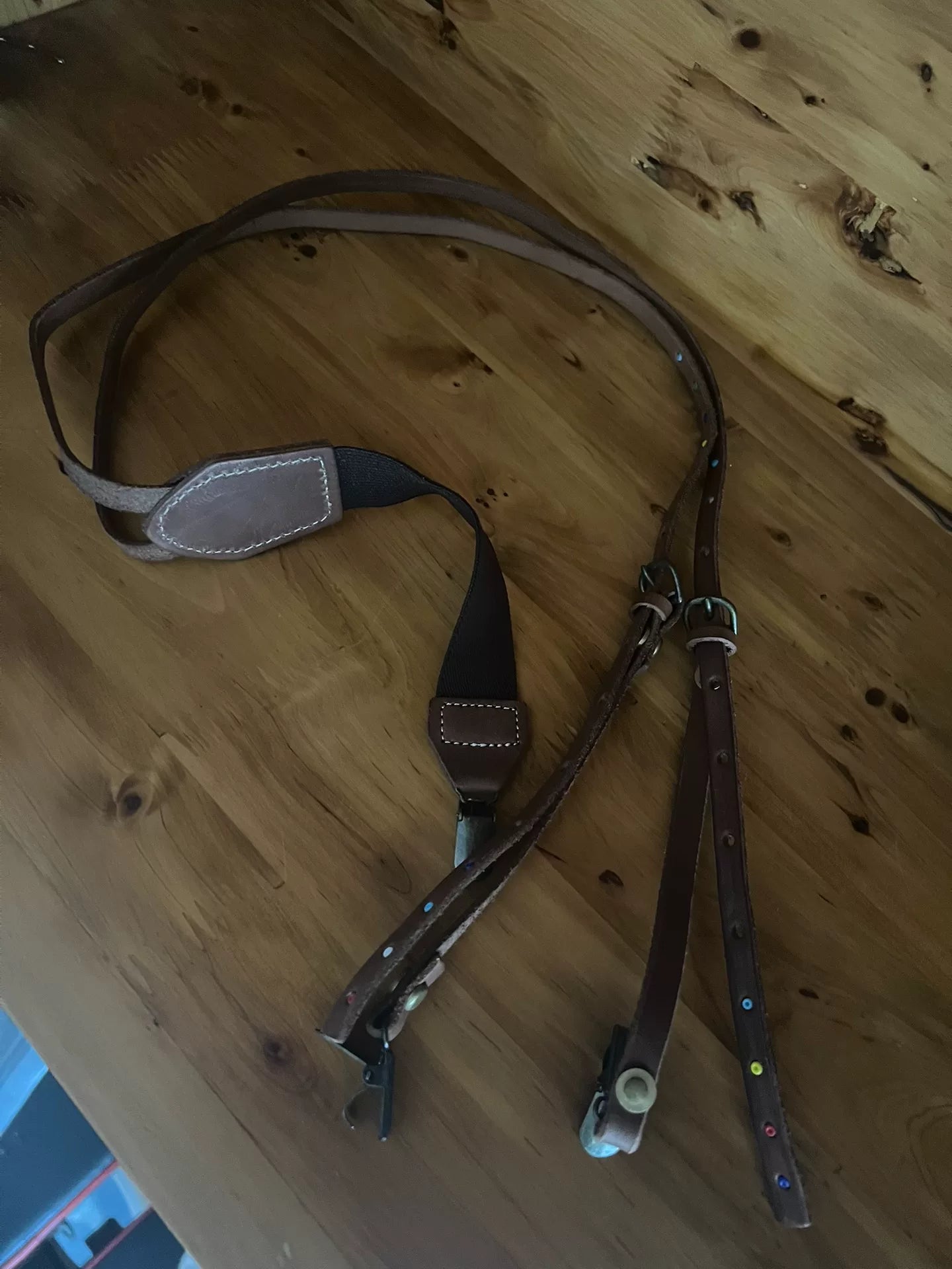 leather adjustable strap with brass hardware