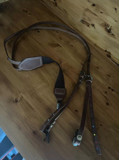 leather adjustable strap with brass hardware