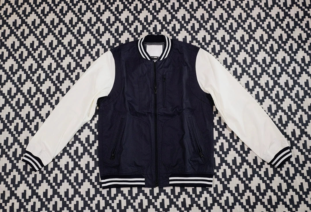 contrast sleeve bomber jacket by white mountaineering