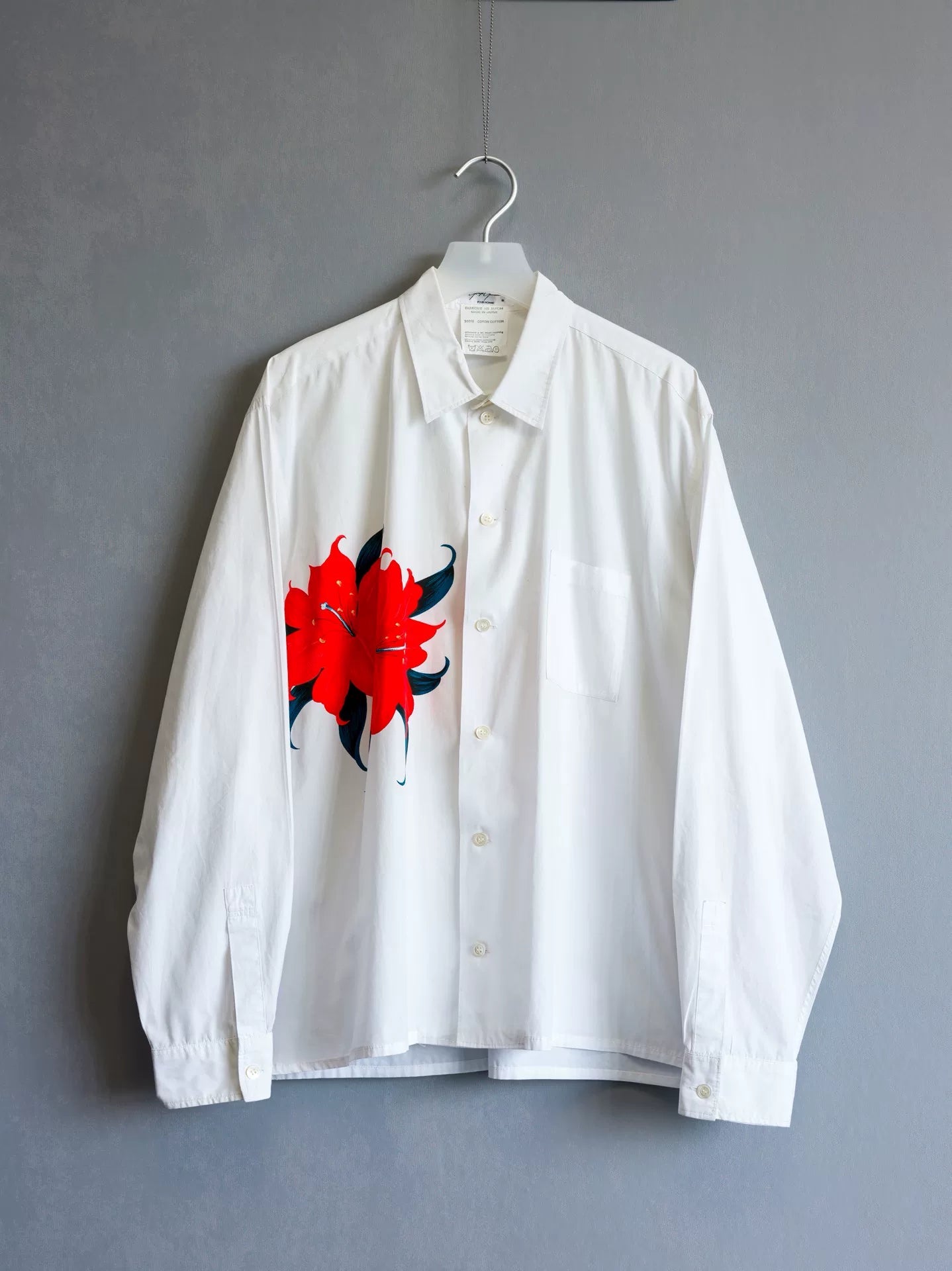 Yohji Yamamoto Red Floral Long Sleeve Shirt