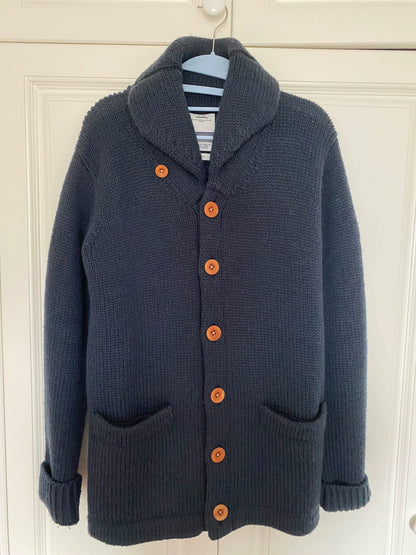 visvim Dark Blue Wool Cardigan Orange Buttons