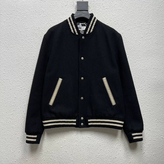 Saint Laurent YSL Black Baseball Jacket