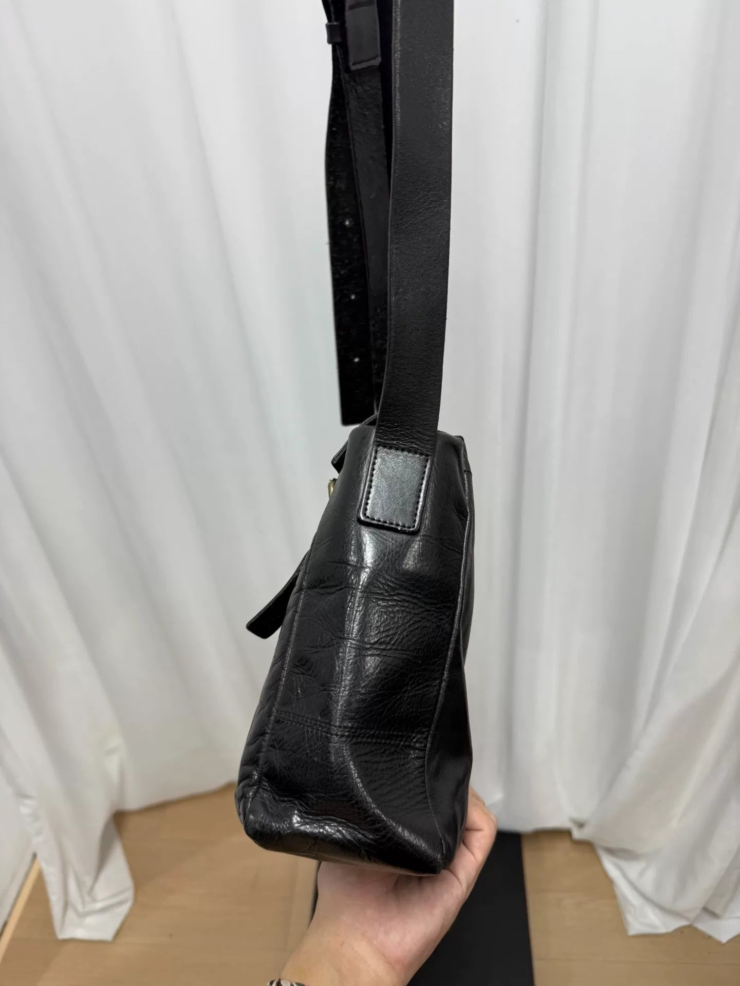 Dries Van Noten Waxed Leather Messenger Bag
