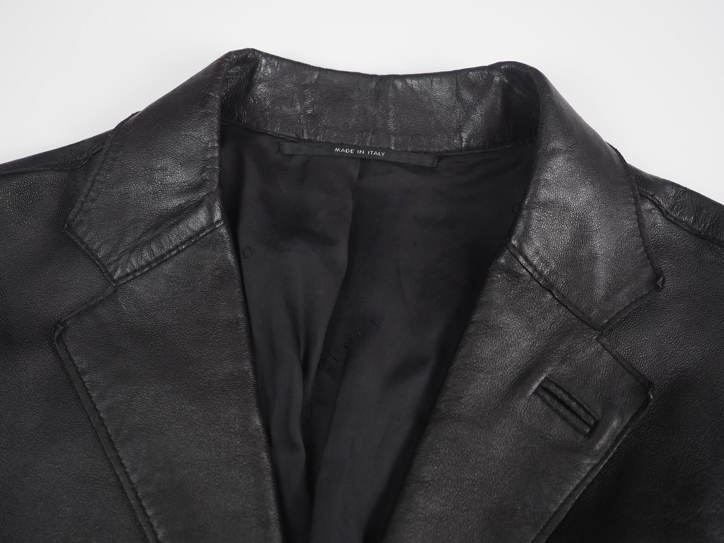 90s Gucci Black Leather Suit Jacket