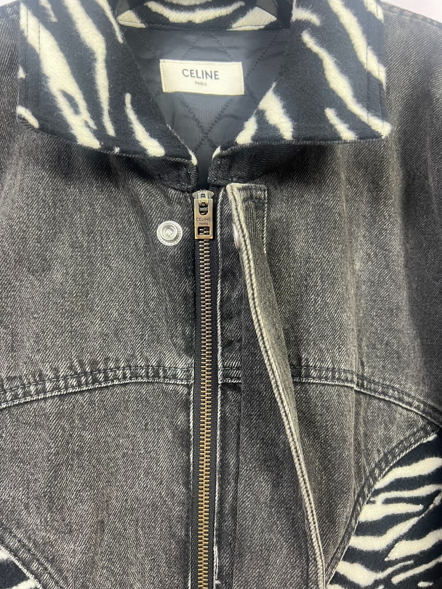 Celine Zebra-Pattern Denim Jacket
