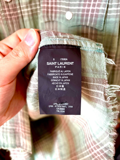saint laurent plaid green shirt