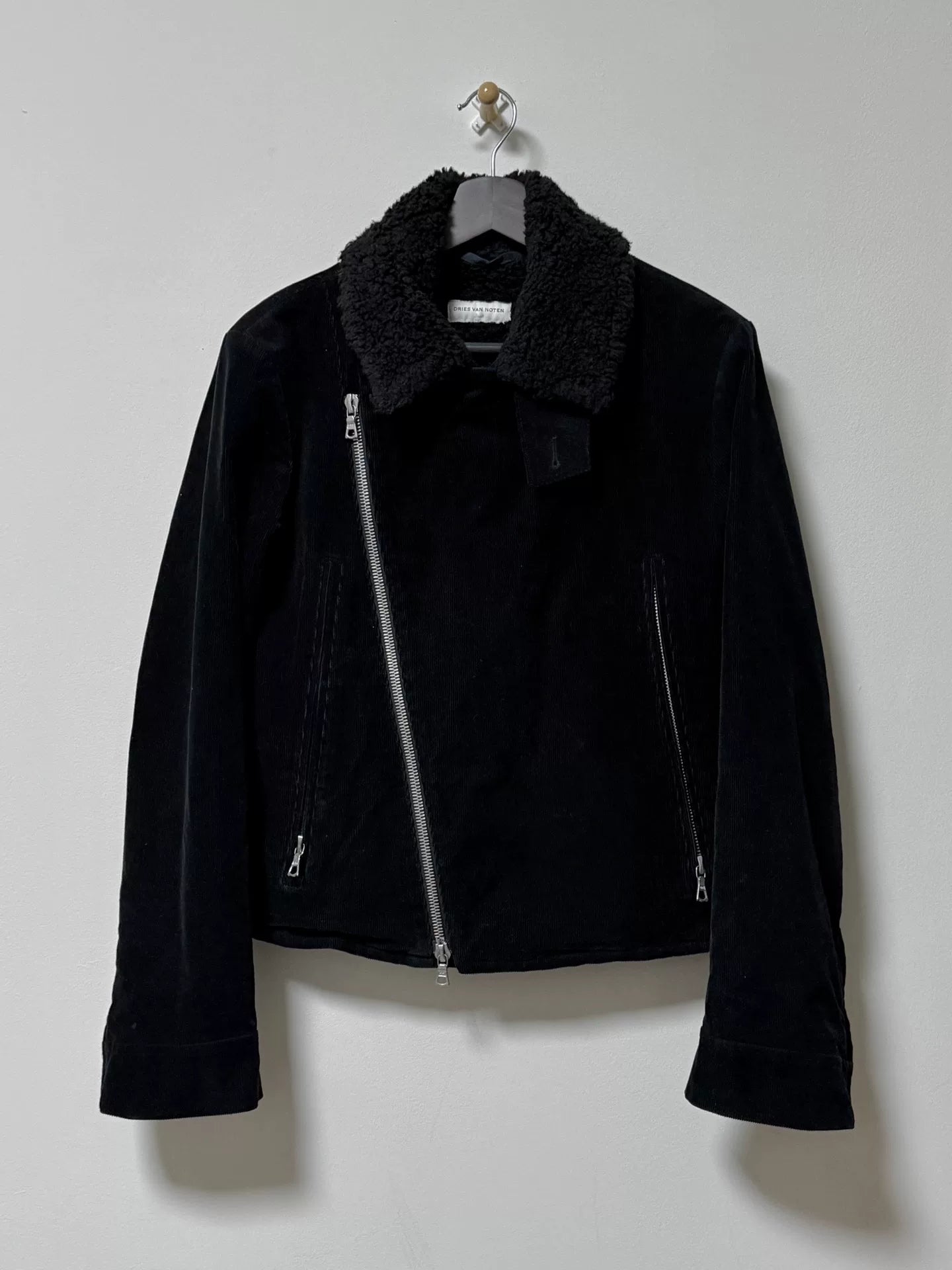 dries van noten black velvet zip jacket