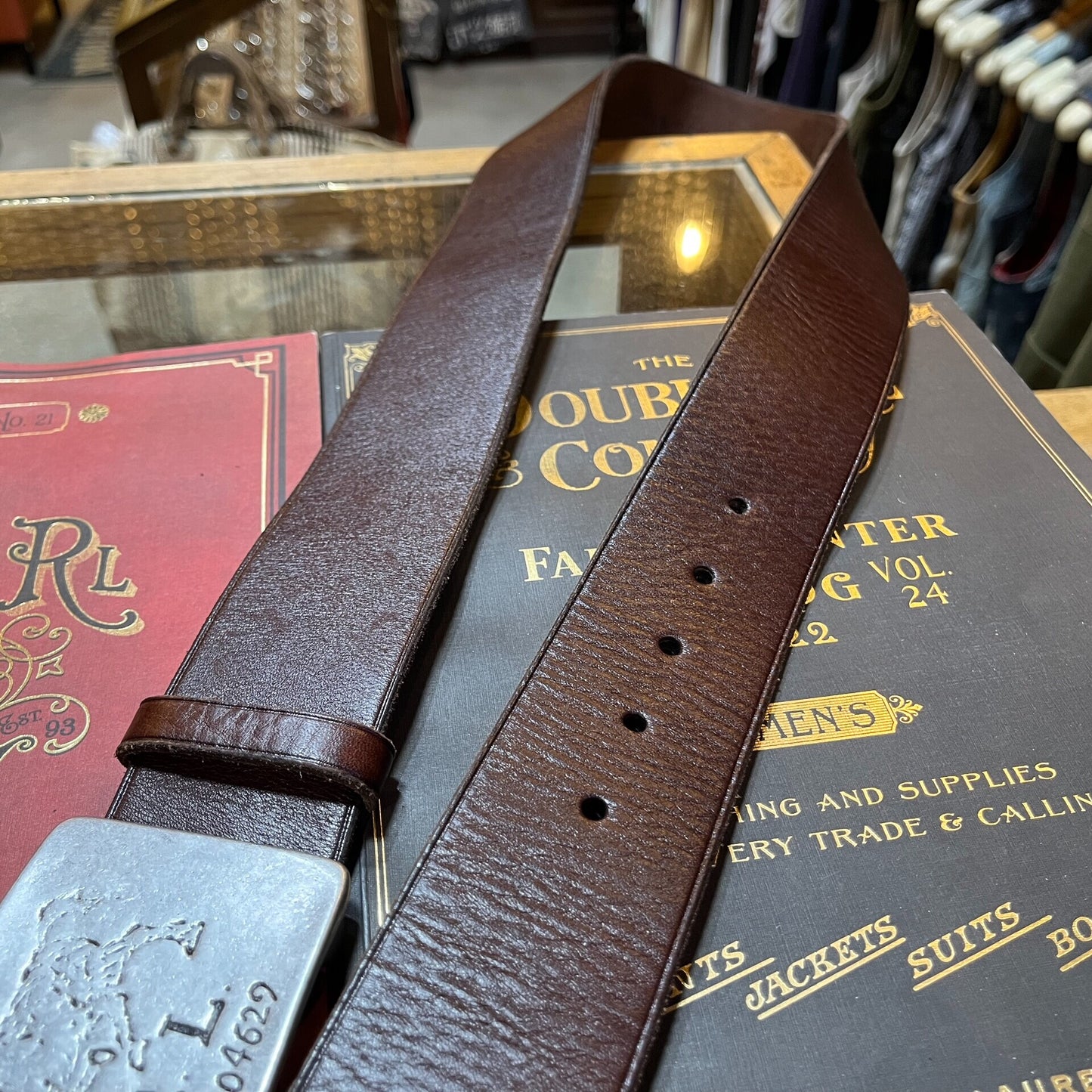 double rl ralph lauren leather belt