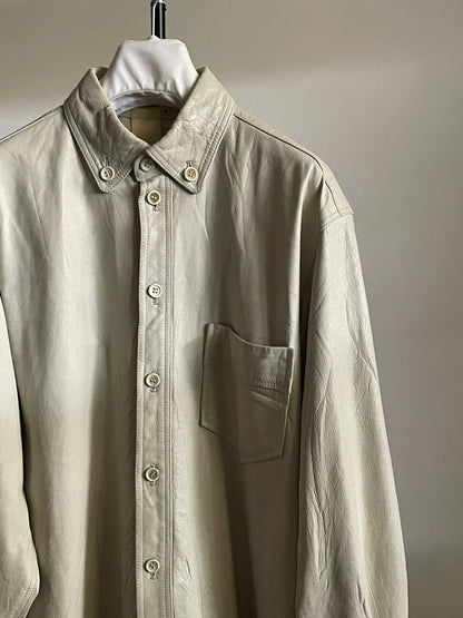 Yohji Yamamoto 90s Vintage White Leather Jacket
