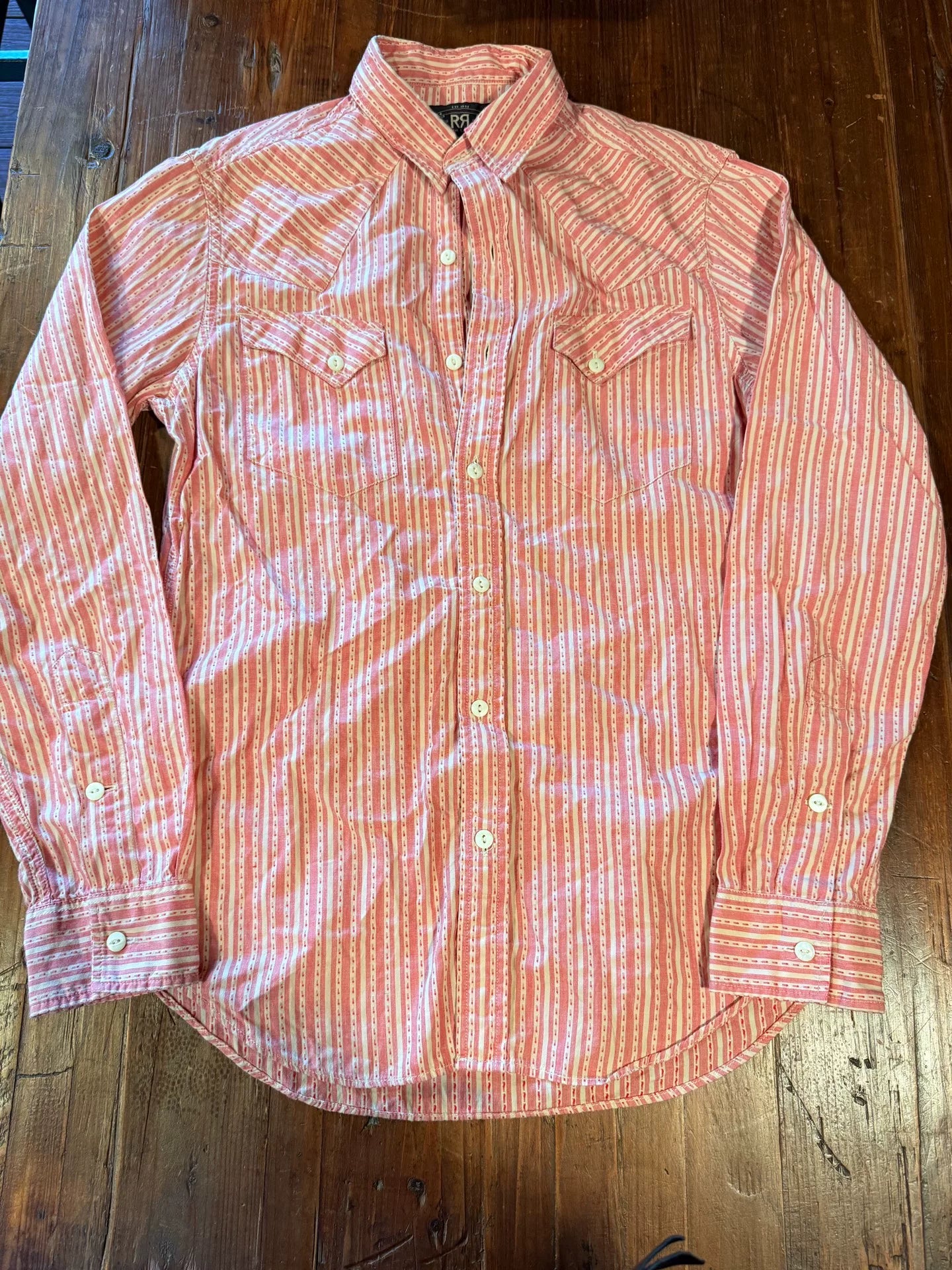 RRL Ralph Lauren Orange White Striped Shirt