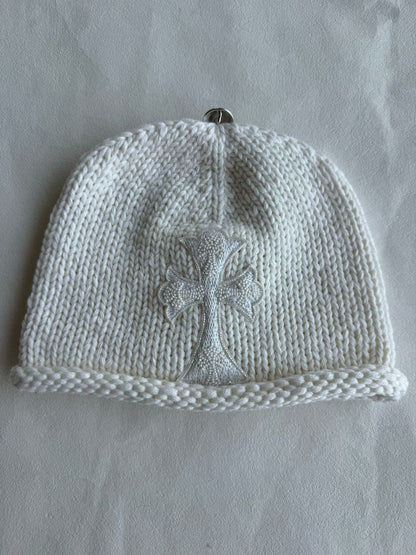 Chromehearts  White Pearl Cross Cashmere Beanie