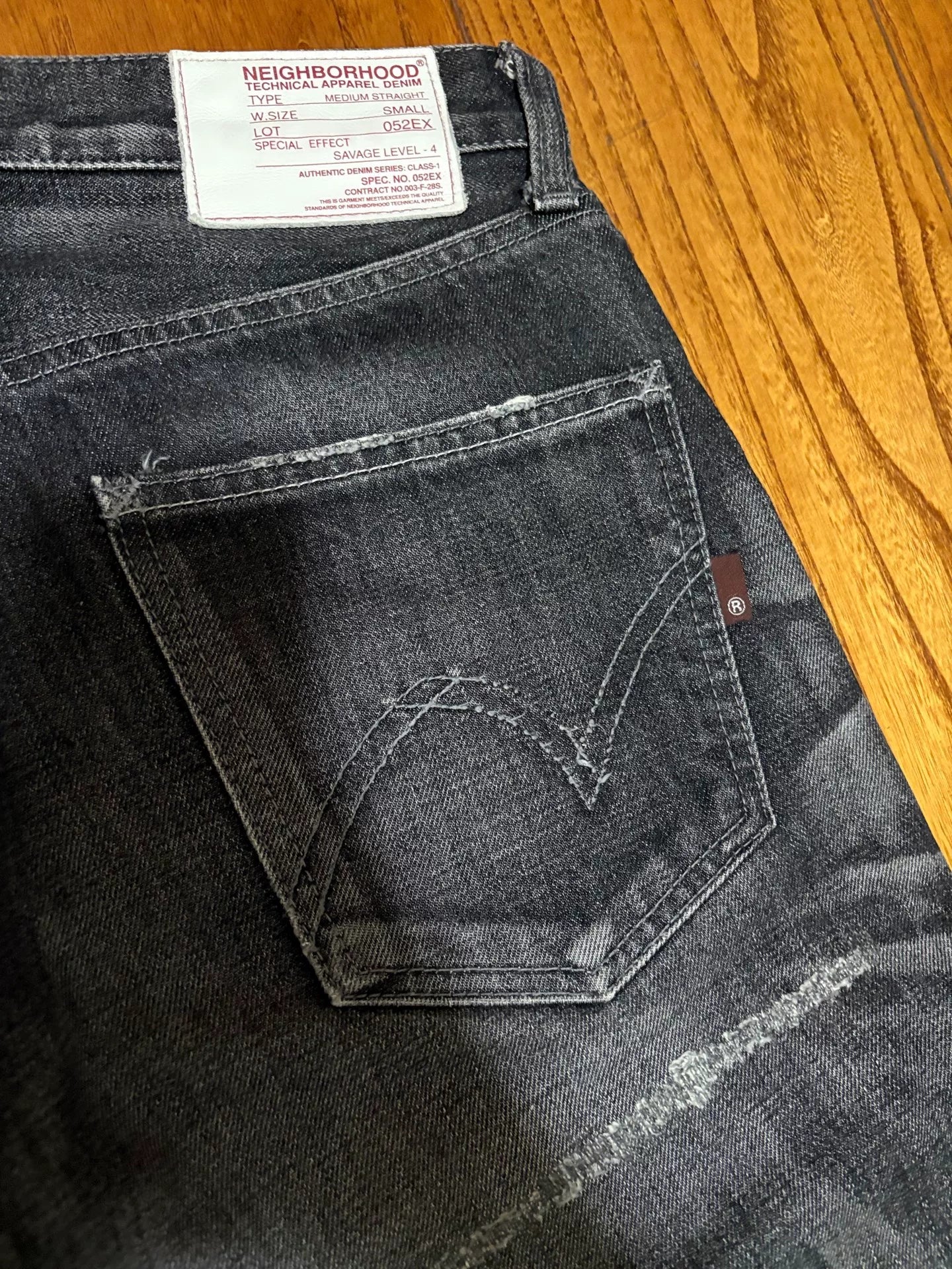 neighborhood lightning washed distressed denim pants