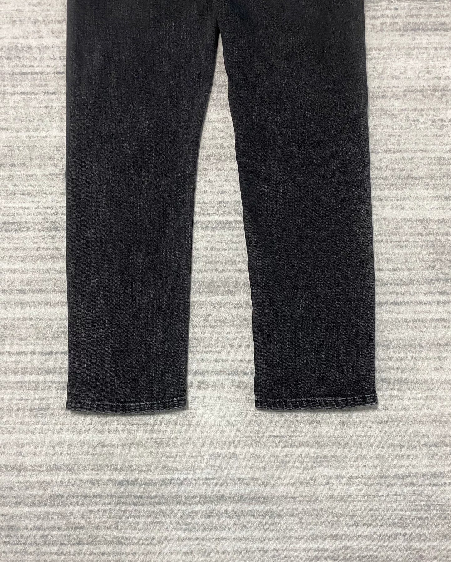 black slim-fit straight-leg jeans