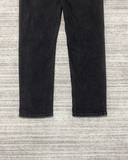 black slim-fit straight-leg jeans