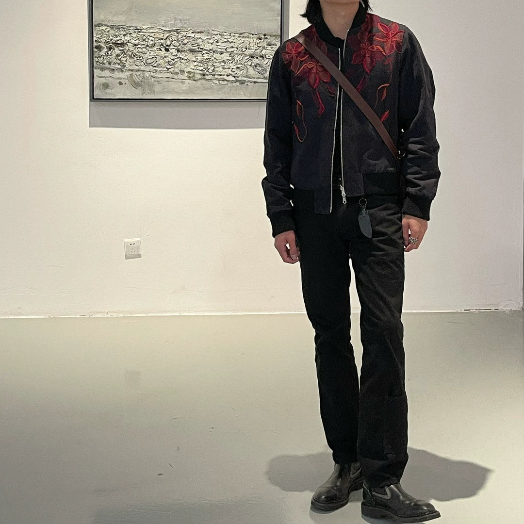 dries van noten floral embroidery bomber jacket