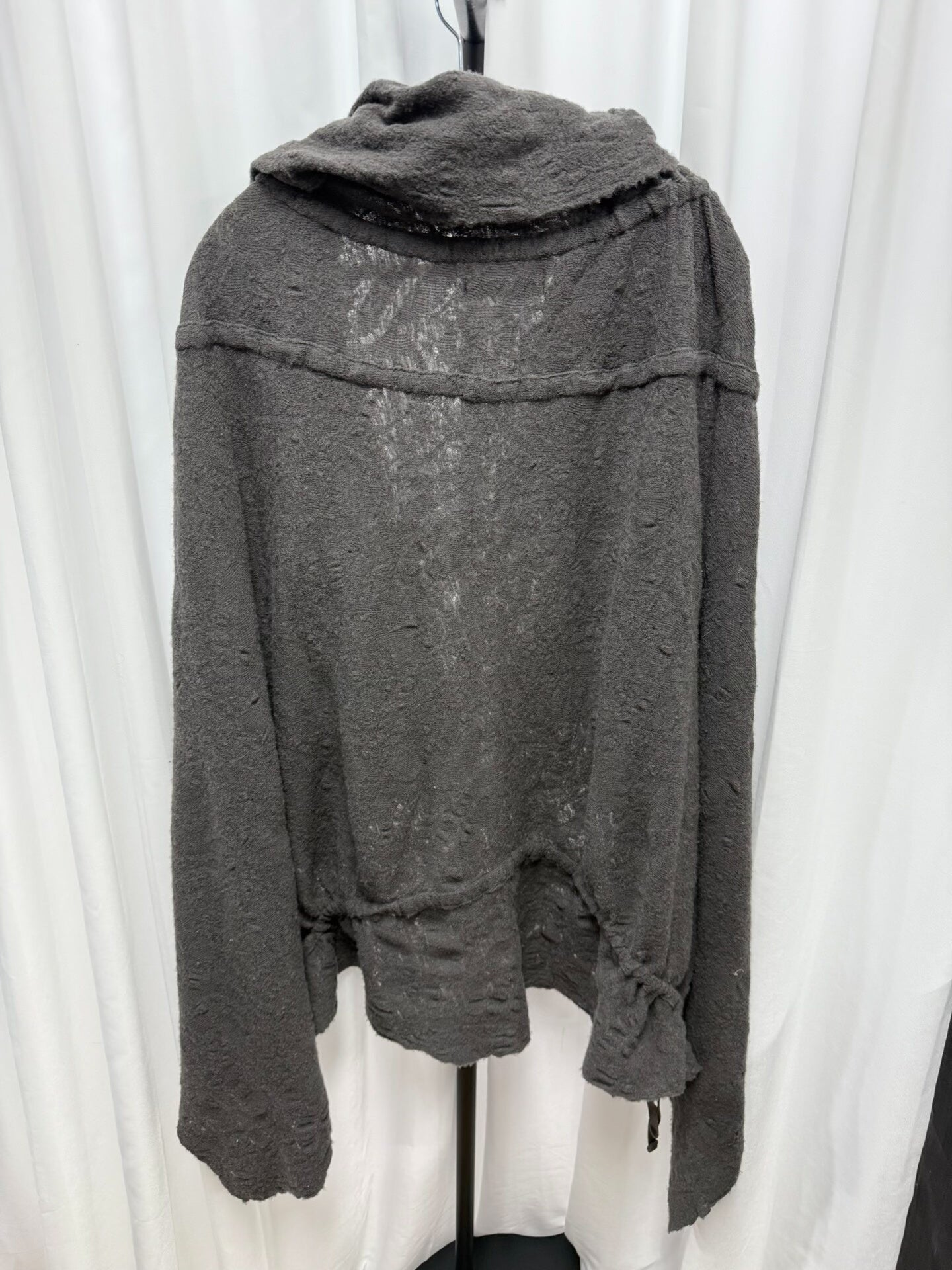 stylish gray wool cape with drawstring