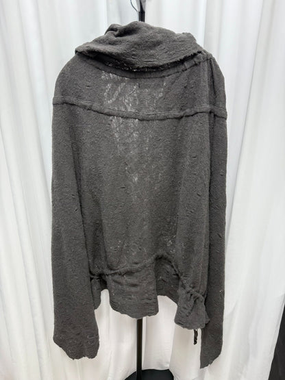 stylish gray wool cape with drawstring