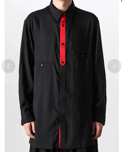 Yohji Yamamoto Red Black Collar Shirt