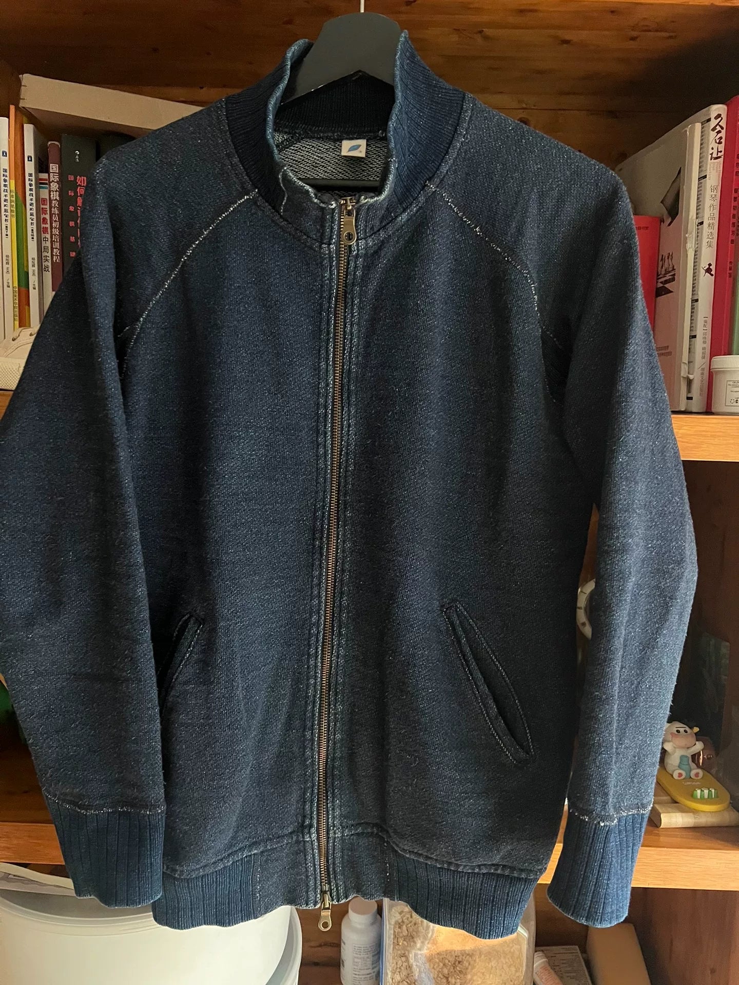 pure blue japan indigo dyed sweatshirt jacket