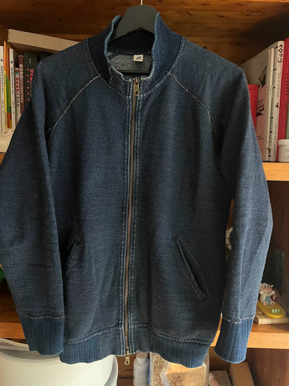 pure blue japan indigo dyed sweatshirt jacket