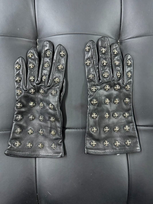 Chrome Hearts Leather Cross Gloves
