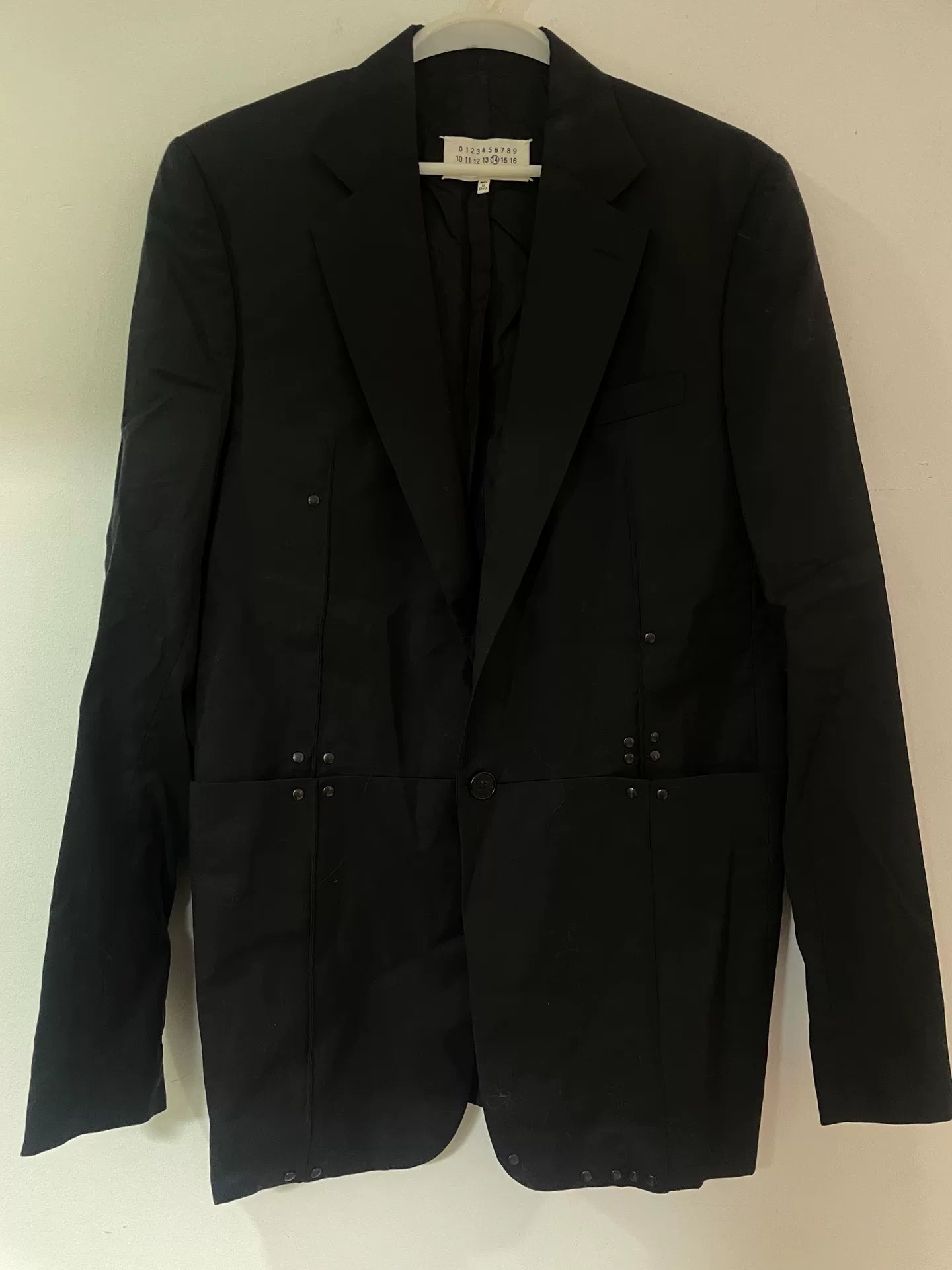 maison margiela black embellished wool suit