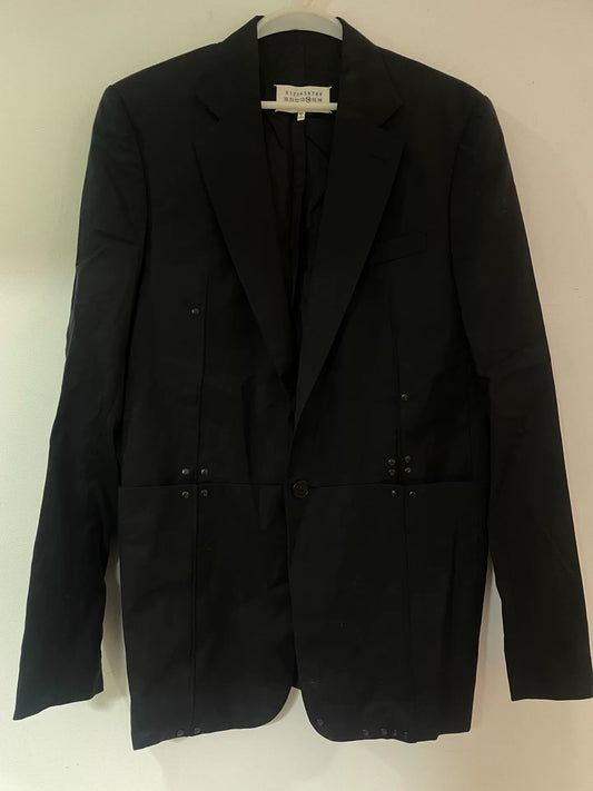 maison margiela black embellished wool suit