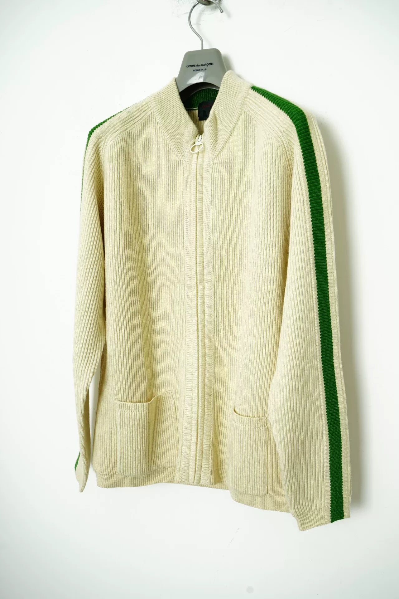 Yohji Yamamoto Green White Knit Sweater