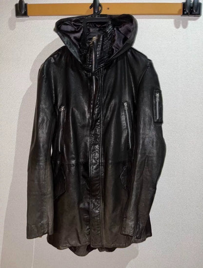 rare hooded leather jacket from 14th addiction