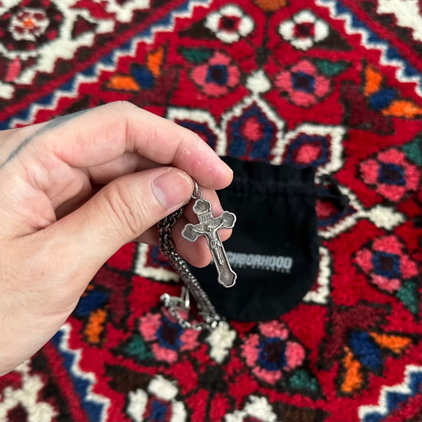 neighborhood silver cross necklace set