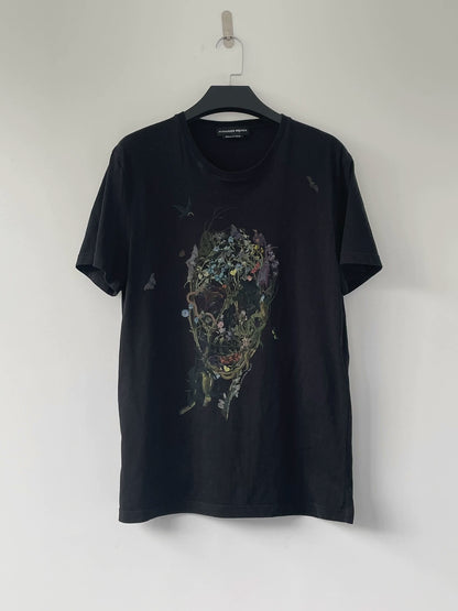 alexander mcqueen skull and flower t-shirt