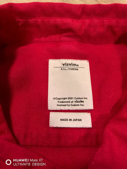 visvim red long sleeve baseball shirt