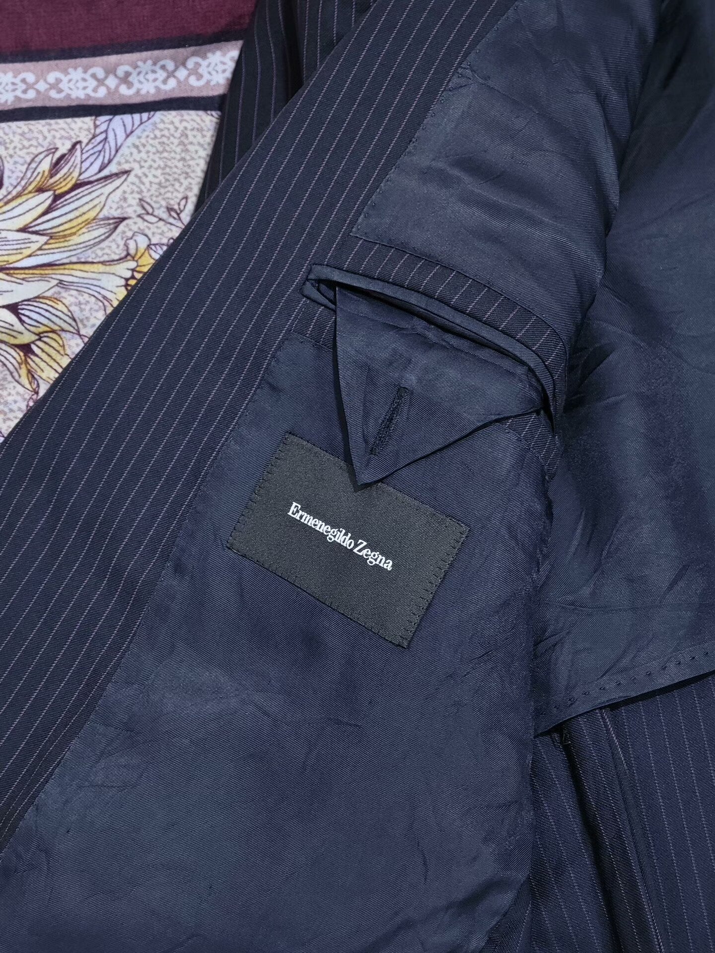 Zegna Italian Wool Striped Suit Jacket