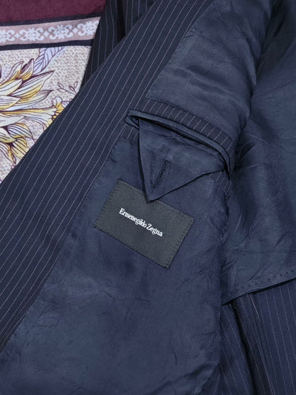 Zegna Italian Wool Striped Suit Jacket