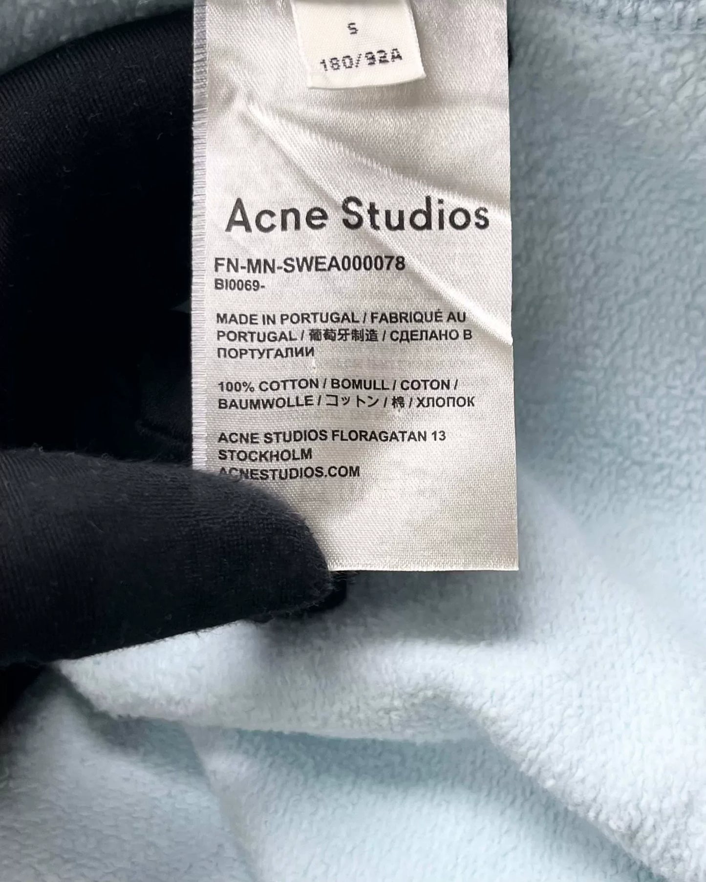 acne studios light blue logo sweatshirt