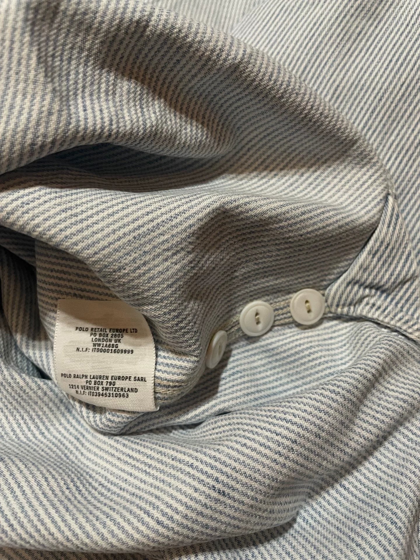 RRL Vintage White Gray Stripe Work Shirt