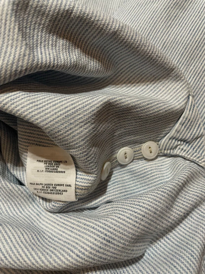 RRL Vintage White Gray Stripe Work Shirt