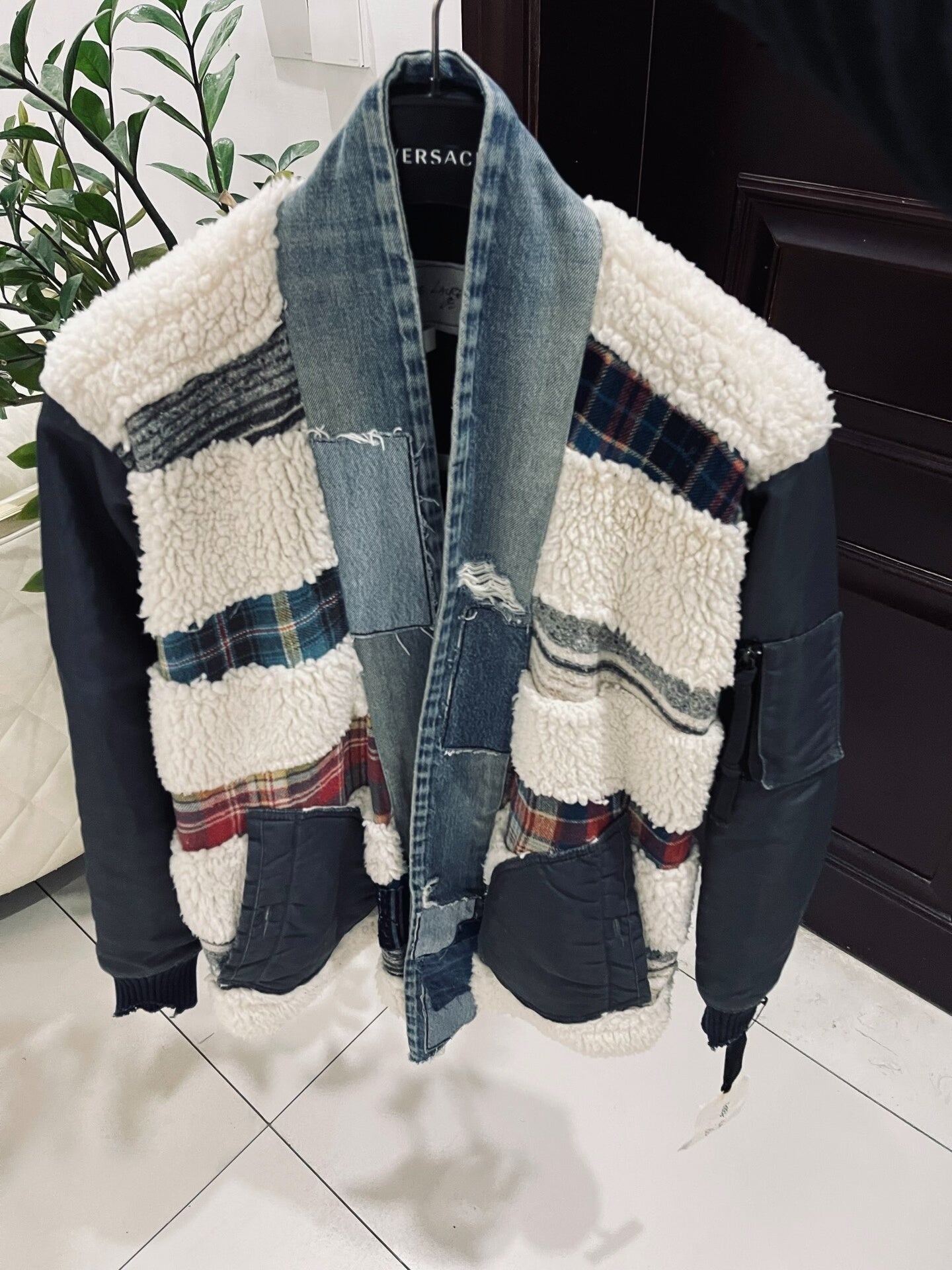 Greg Lauren Shearling Patchwork Robe