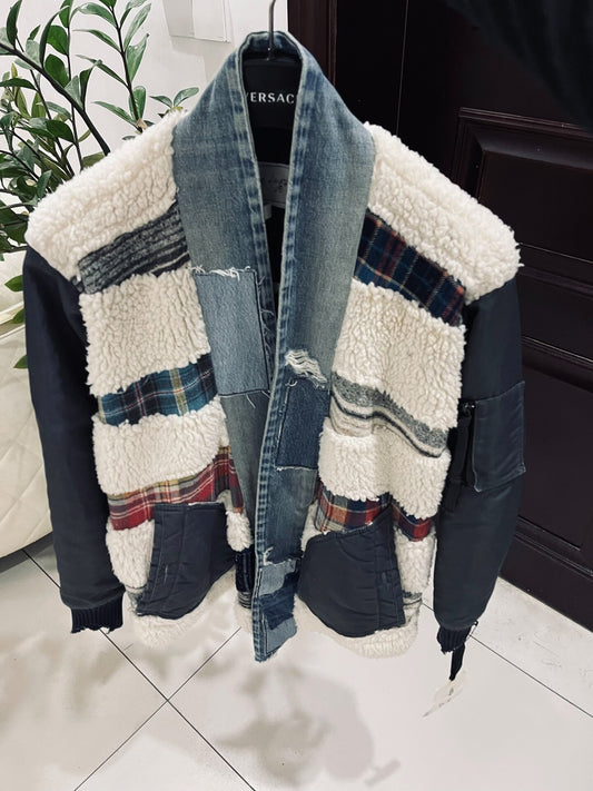 Greg Lauren Shearling Patchwork Robe