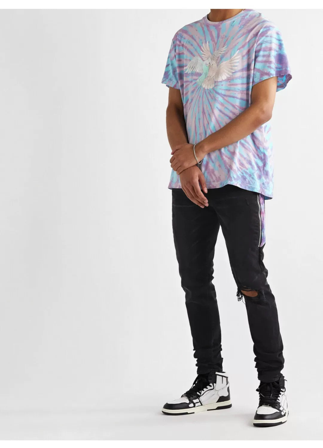 amiri watercolor half track jean